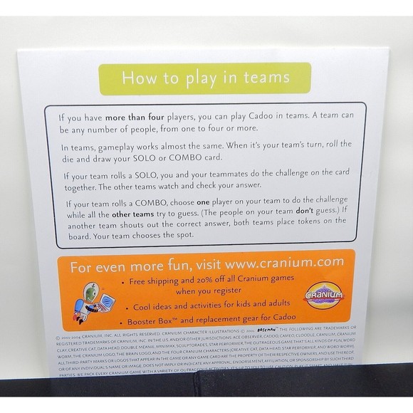 Cranium Cadoo Game Board and Instructions Replacement Only - Picture 5 of 6